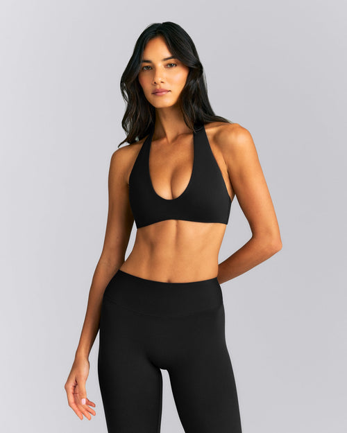 SoftMotion™ Minimal Halter Neck Bralette | Black