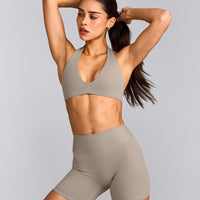 SoftMotion™ Minimal Halter Neck Bralette | Warm Sand