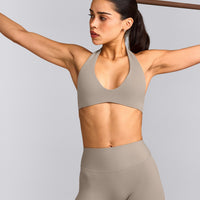 SoftMotion™ Minimal Halter Neck Bralette | Warm Sand