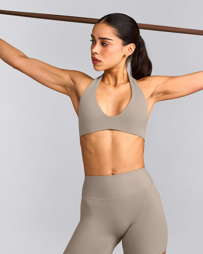SoftMotion™ Minimal Halter Neck Bralette | Warm Sand