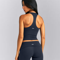 SoftMotion™ Racer Back Mid Tank Top with Built in Bra Shelf New Branding | True Blue