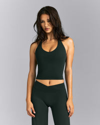 SoftMotion™ Racer Back Mid Tank Top with Built in Bra Shelf | Emerald Noir