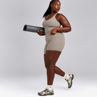 SoftMotion™ Racer Back Mid Tank Top with Built in Bra Shelf | Warm Sand