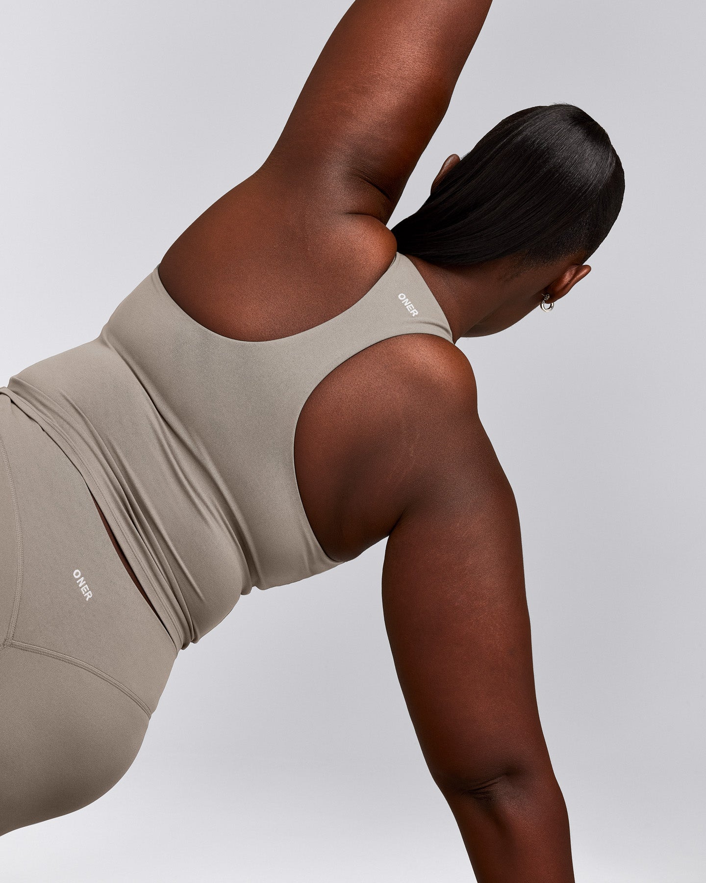 SoftMotion™ Racer Back Mid Tank Top with Built in Bra Shelf | Warm Sand