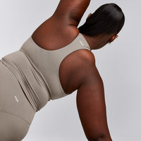 SoftMotion™ Racer Back Mid Tank Top with Built in Bra Shelf | Warm Sand