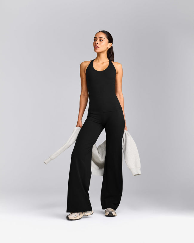 SoftMotion™ Racer Back Tank Top with Built in Bra Shelf | Black