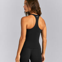 SoftMotion™ Racer Back Tank Top with Built in Bra Shelf | Black