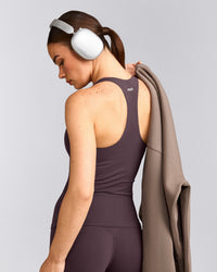 SoftMotion™ Racer Back Tank Top with Built in Bra Shelf | Dark Umber Brown