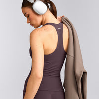 SoftMotion™ Racer Back Tank Top with Built in Bra Shelf | Dark Umber Brown