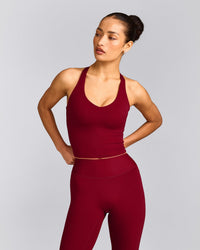 SoftMotion™ Racer Back Mid Tank Top with Built in Bra Shelf | Ruby Red
