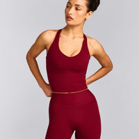 SoftMotion™ Racer Back Mid Tank Top with Built in Bra Shelf | Ruby Red