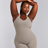SoftMotion™ Racer Back Tank Top with Built in Bra Shelf | Warm Sand