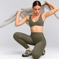 SoftMotion™ Scoop Back Bralette with Grey Logo | Alpine Green