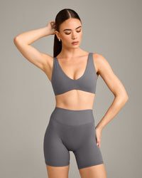 SoftMotion™ Scoop Back Bralette with Grey Logo | Ash Grey