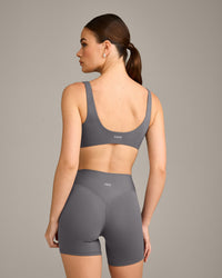 SoftMotion™ Scoop Back Bralette with Grey Logo | Ash Grey