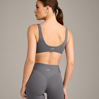 SoftMotion™ Scoop Back Bralette with Grey Logo | Ash Grey