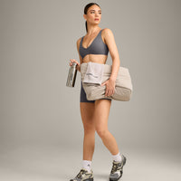 SoftMotion™ Scoop Back Bralette with Grey Logo | Ash Grey