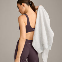 SoftMotion™ Scoop Back Bralette with Grey Logo | Dark Umber Brown