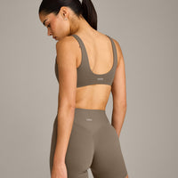 SoftMotion™ Scoop Back Bralette with Grey Logo | Moss Brown