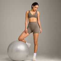 SoftMotion™ Scoop Back Bralette with Grey Logo | Moss Brown