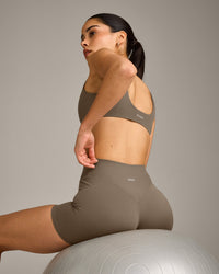 SoftMotion™ Scoop Back Bralette with Grey Logo | Moss Brown