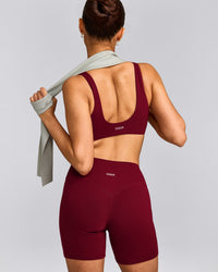 SoftMotion™ Scoop Back Bralette with Grey Logo | Ruby Red