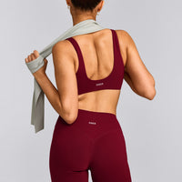 SoftMotion™ Scoop Back Bralette with Grey Logo | Ruby Red