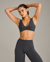 SoftMotion™ Scoop Back Bralette with Grey Logo | Coal