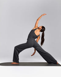 SoftMotion™ Scoop Neck Tank Top with Gray Logo | Coal