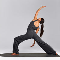SoftMotion™ Scoop Neck Tank Top with Gray Logo | Coal
