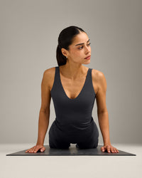 SoftMotion™ Scoop Neck Vest with Grey Logo | Coal