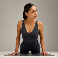 SoftMotion™ Scoop Neck Vest with Grey Logo | Coal