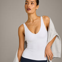 SoftMotion™ Scoop Neck Vest with Grey Logo | White