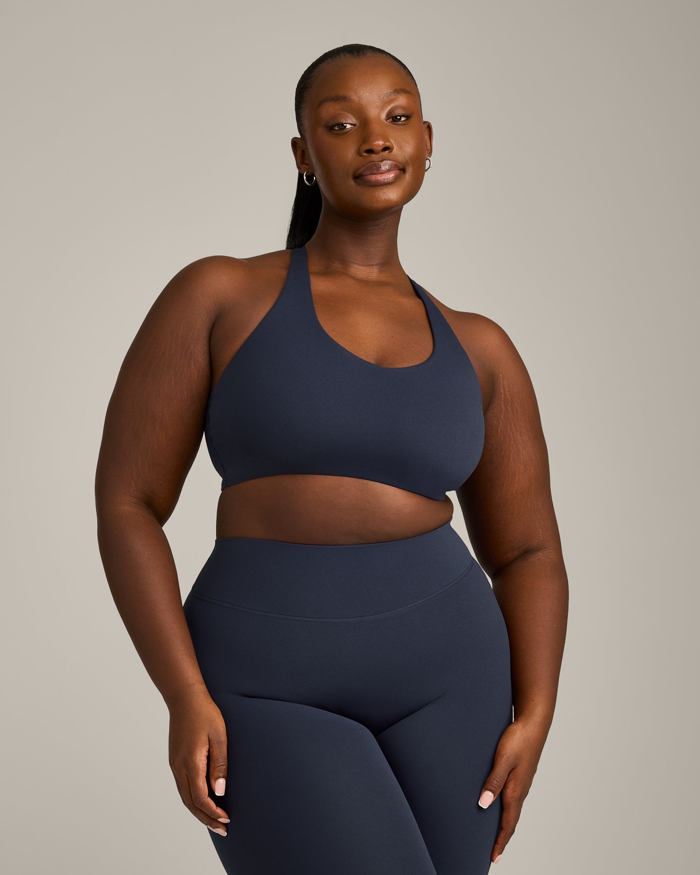 SoftMotion™ Sports Bra with Grey Logo | True Blue