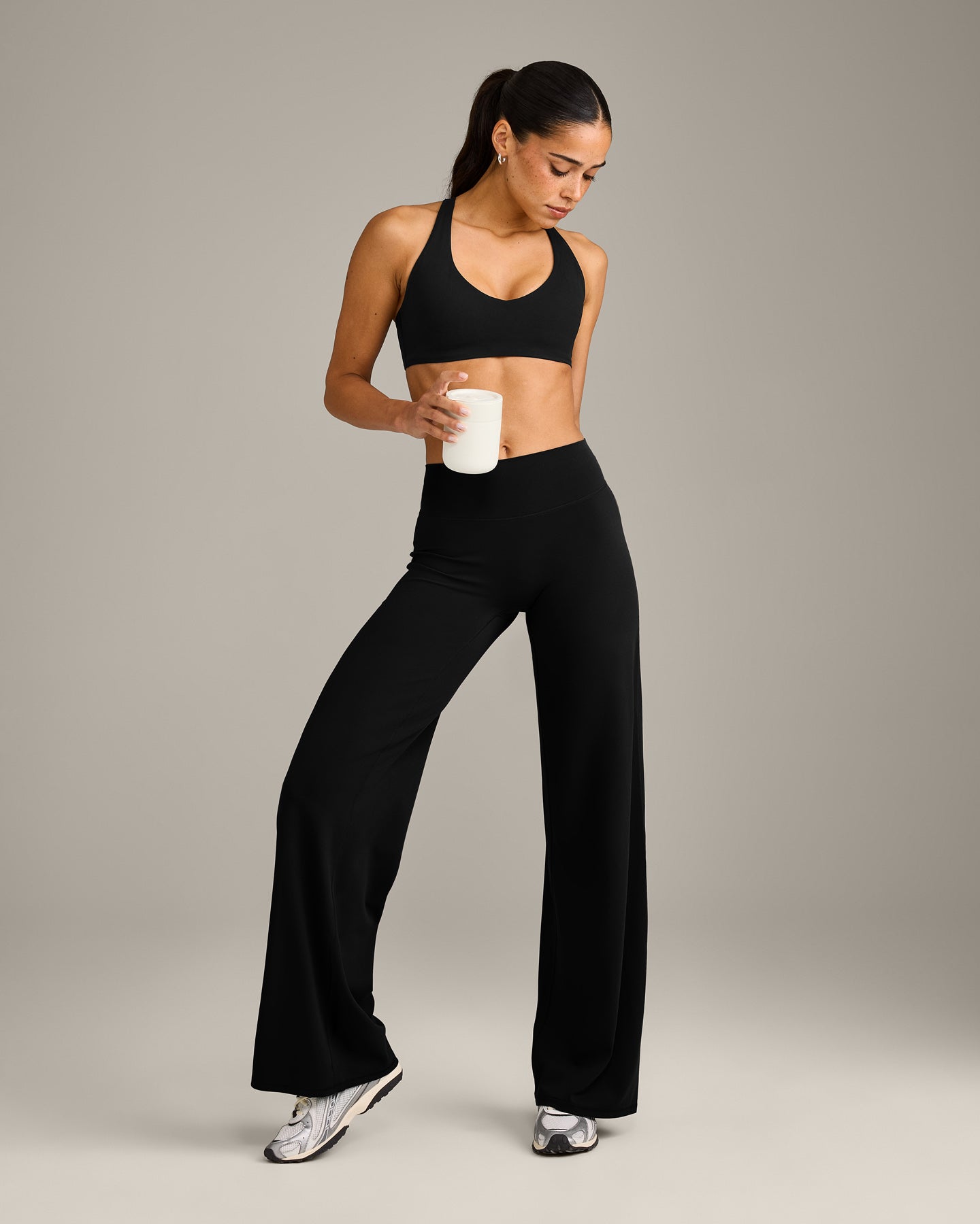 SoftMotion™ Straight Leg Bottoms with Grey Logo | Black