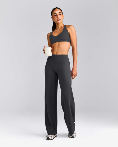 SoftMotion™ Straight Leg Pants with Gray Logo | Coal
