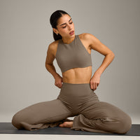 SoftMotion™ Straight Leg Bottoms with Grey Logo | Moss Brown