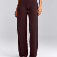 SoftMotion™ Straight Leg Pants with Gray Logo | Plum Brown
