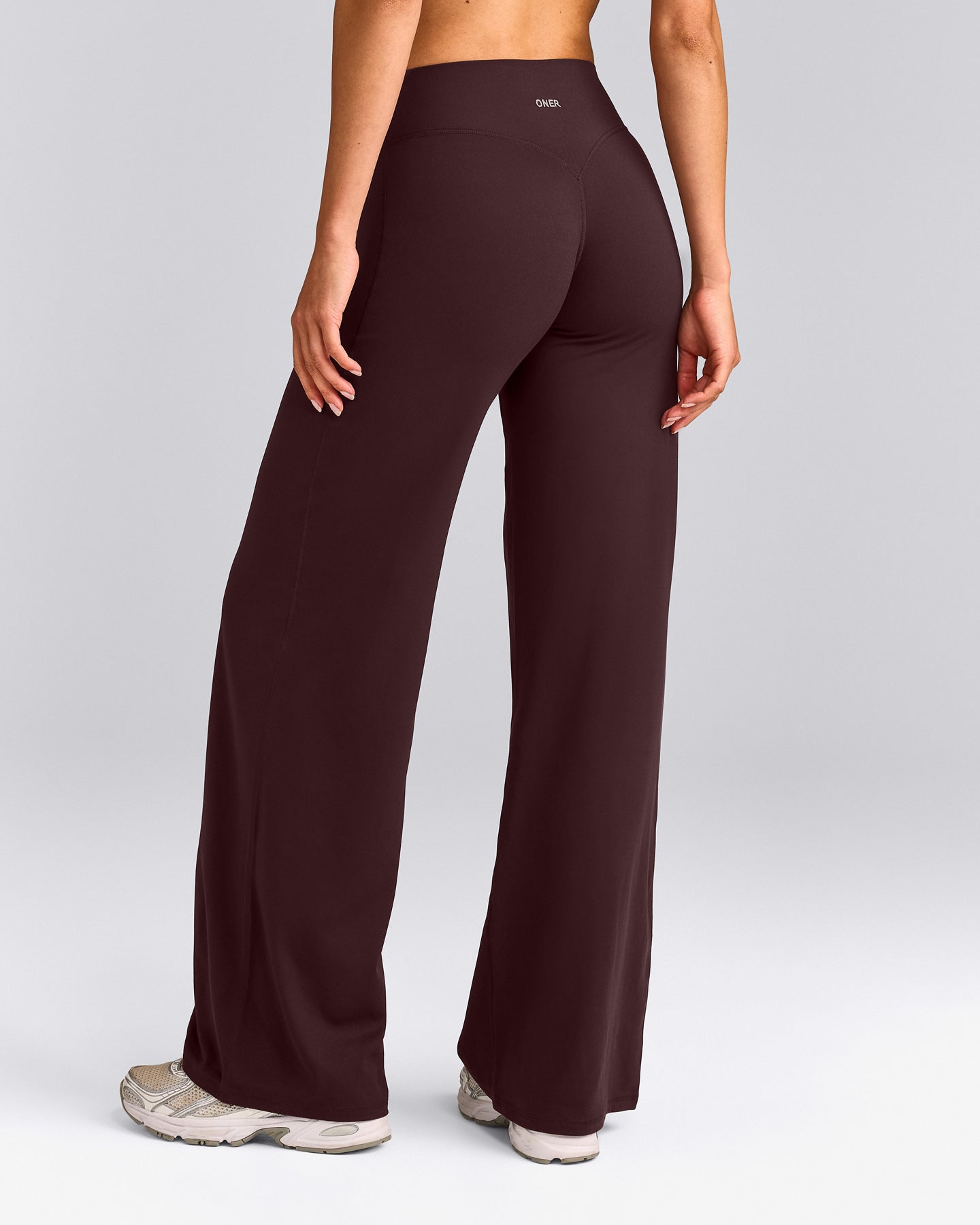 SoftMotion™ Straight Leg Pants with Gray Logo | Plum Brown