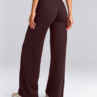 SoftMotion™ Straight Leg Pants with Gray Logo | Plum Brown