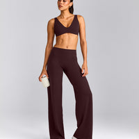 SoftMotion™ Straight Leg Pants with Gray Logo | Plum Brown