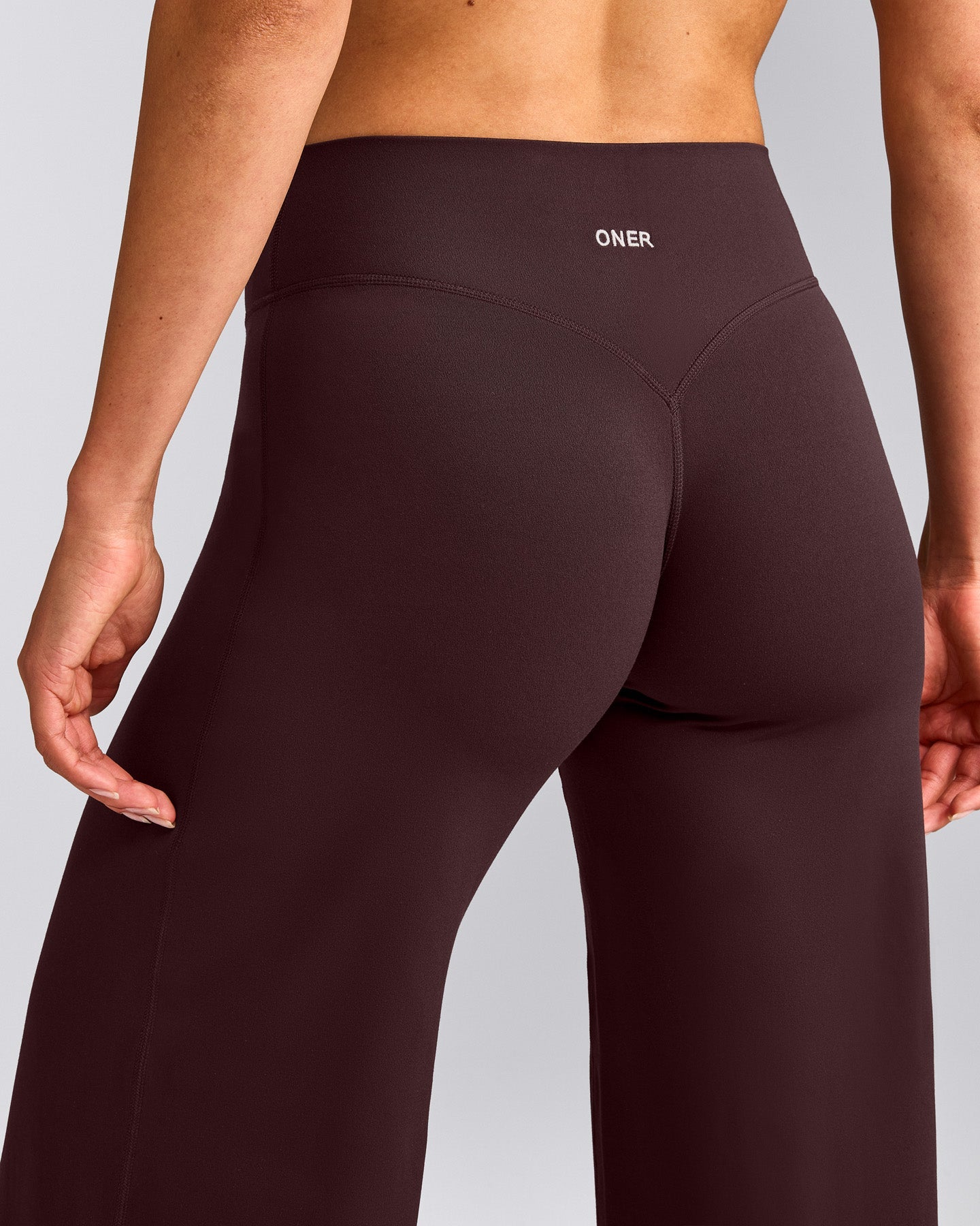 SoftMotion™ Straight Leg Pants with Gray Logo | Plum Brown