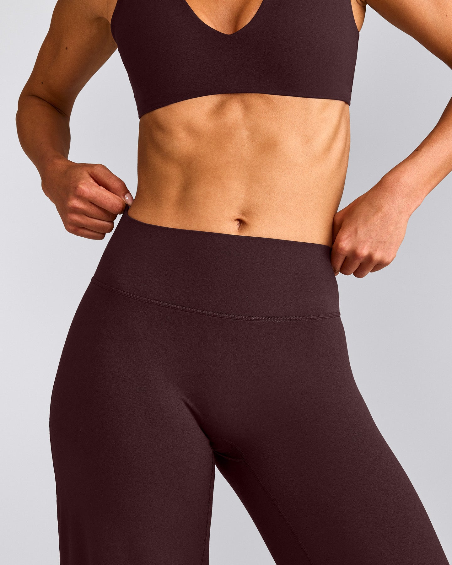 SoftMotion™ Straight Leg Pants with Gray Logo | Plum Brown