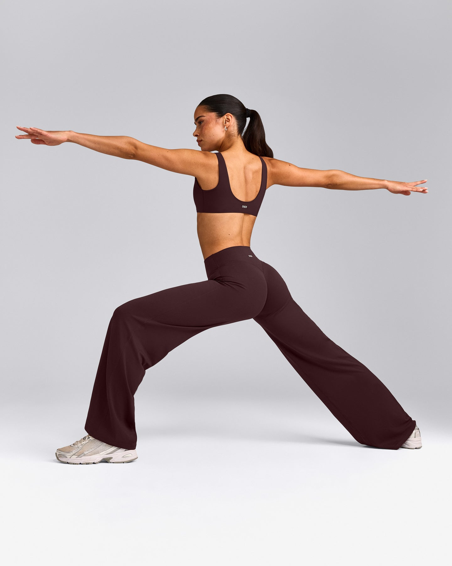 SoftMotion™ Straight Leg Pants with Gray Logo | Plum Brown