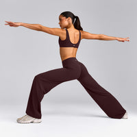 SoftMotion™ Straight Leg Pants with Gray Logo | Plum Brown