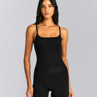 SoftMotion™ Strappy Tank Top with Built in Bra Shelf New Branding | Black