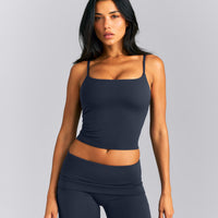 SoftMotion™ Strappy Mid Tank Top with Built in Bra Shelf New Branding | True Blue