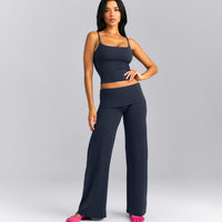 SoftMotion™ Strappy Mid Tank Top with Built in Bra Shelf New Branding | True Blue