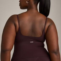 SoftMotion™ Strappy Mid Vest with Built in Bra Shelf with Grey Logo | Plum Brown
