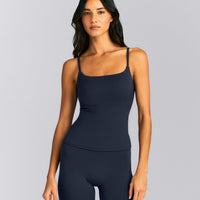 SoftMotion™ Strappy Tank Top with Built in Bra Shelf New Branding | True Blue